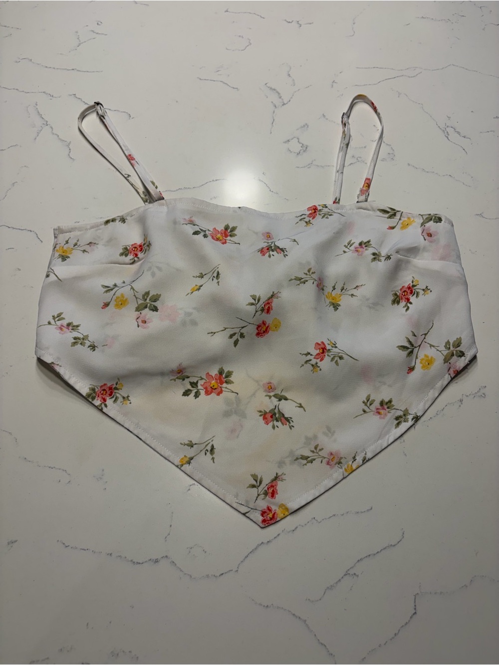 Abercrombie & Fitch White Floral Handkerchief Cami